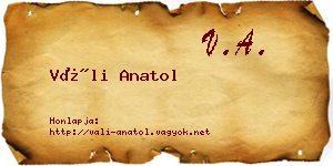 Váli Anatol névjegykártya